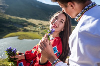 In embroidered shirts, Carpathians. Image #12